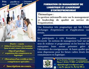 FORMATION EN MANAGEMENT DE LOGISTIQUE ET LEADERSHIP D'ENTREPRENEURIAT